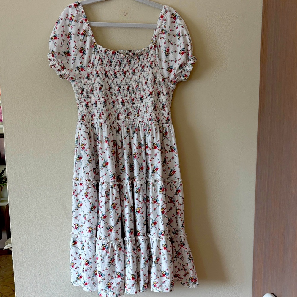 Polo Ralph Lauren Floral Smocked White Jersey Cotton Dress 16